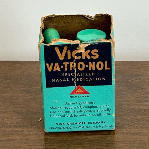 VINTAGE VICKS VA-TRO-NOL NASAL MEDICATION WITH EYE DROPPER AND BOX - Picture 3 of 9